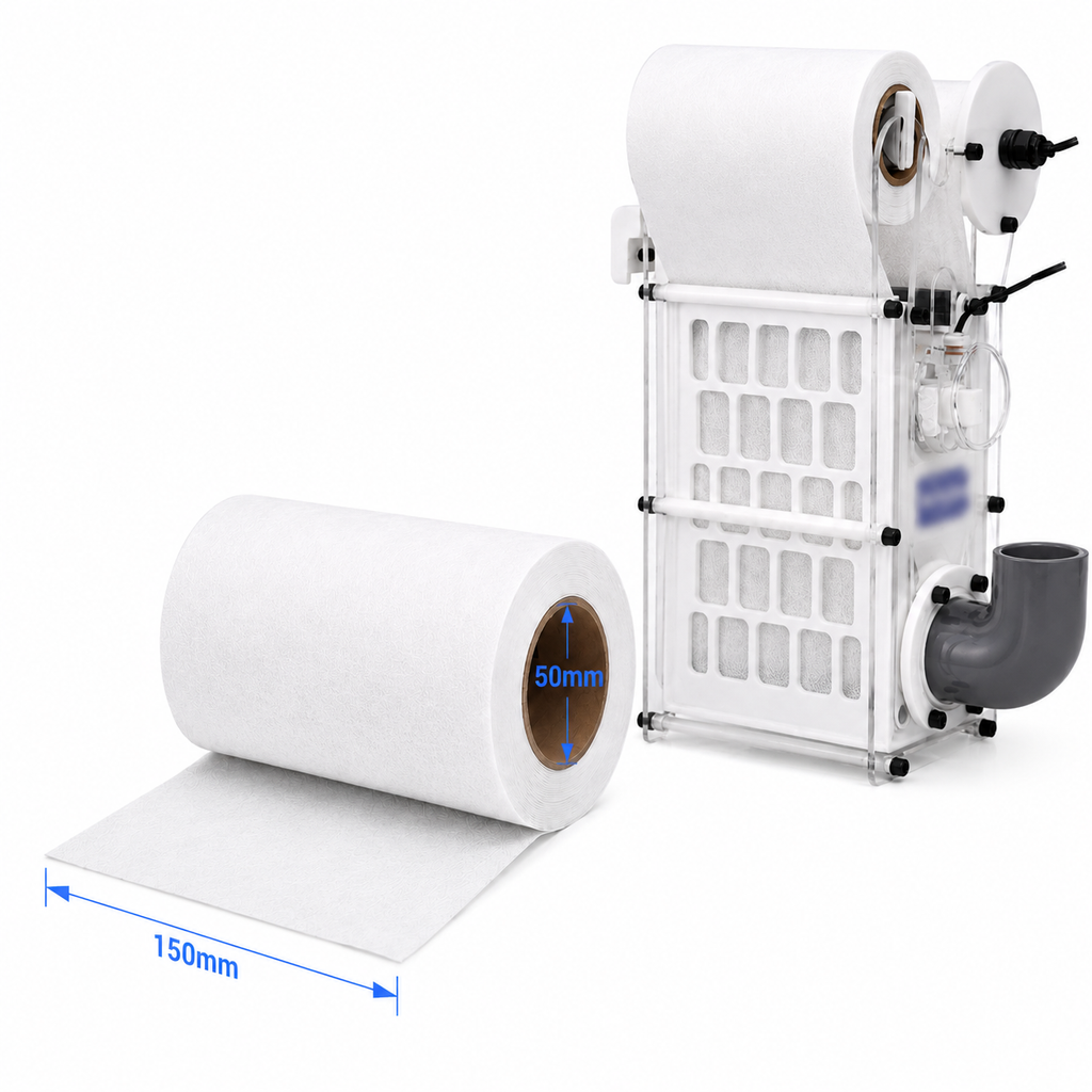AquaReady AF-1 -compatible fleece roll dimensions showing filter width and roll size