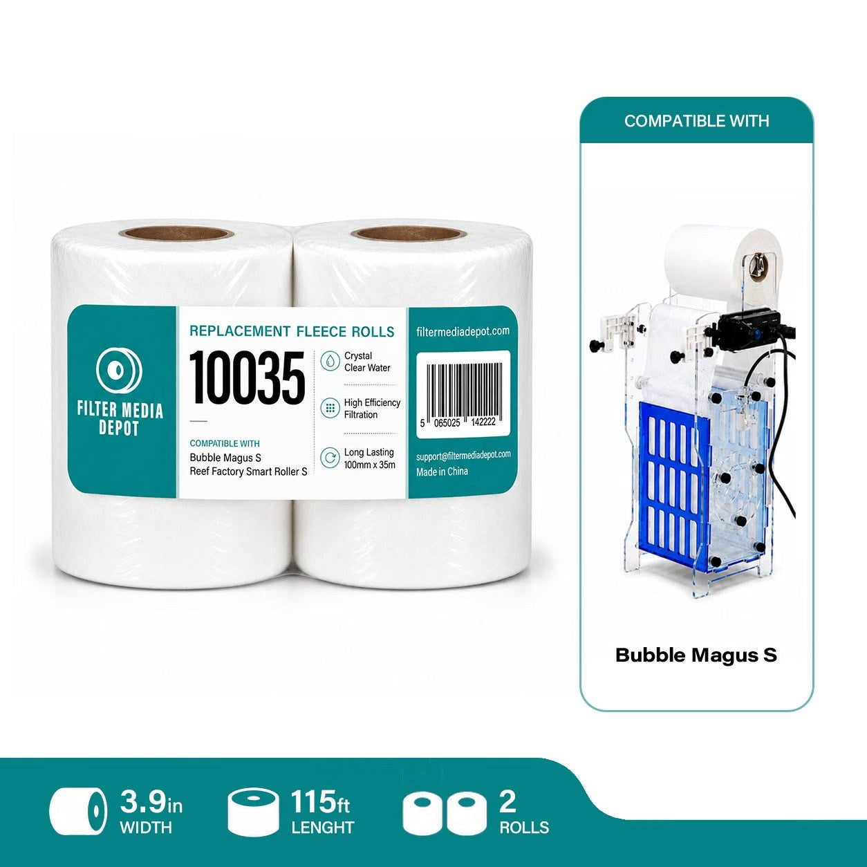 For Red Sea ReefMat 250 - Replacement Fleece Rolls, 3.2 in x 115