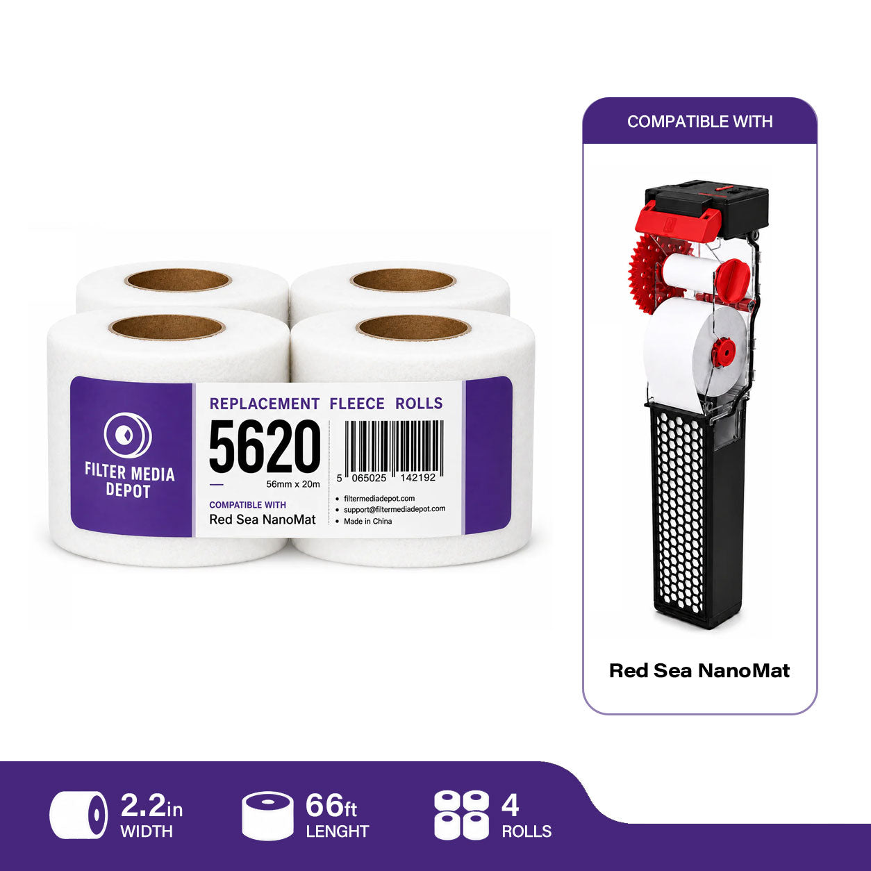 For Red Sea ReefMat 250 - Replacement Fleece Rolls, 3.2 in x 115