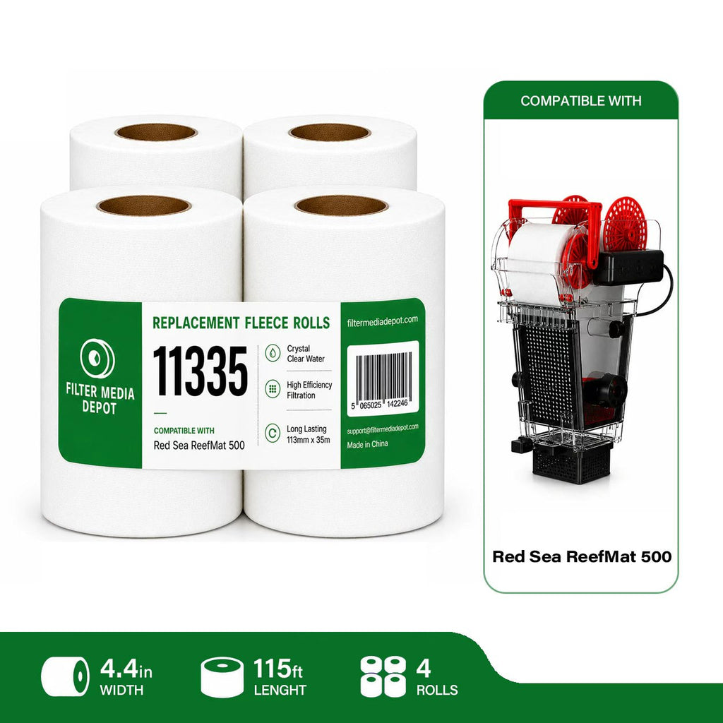 Red Sea ReefMat 500 Replacement Fleece Roll, 4.4 in x 115 ft (113 mm x 35 m), 4 Rolls (2 x 2-Pack)