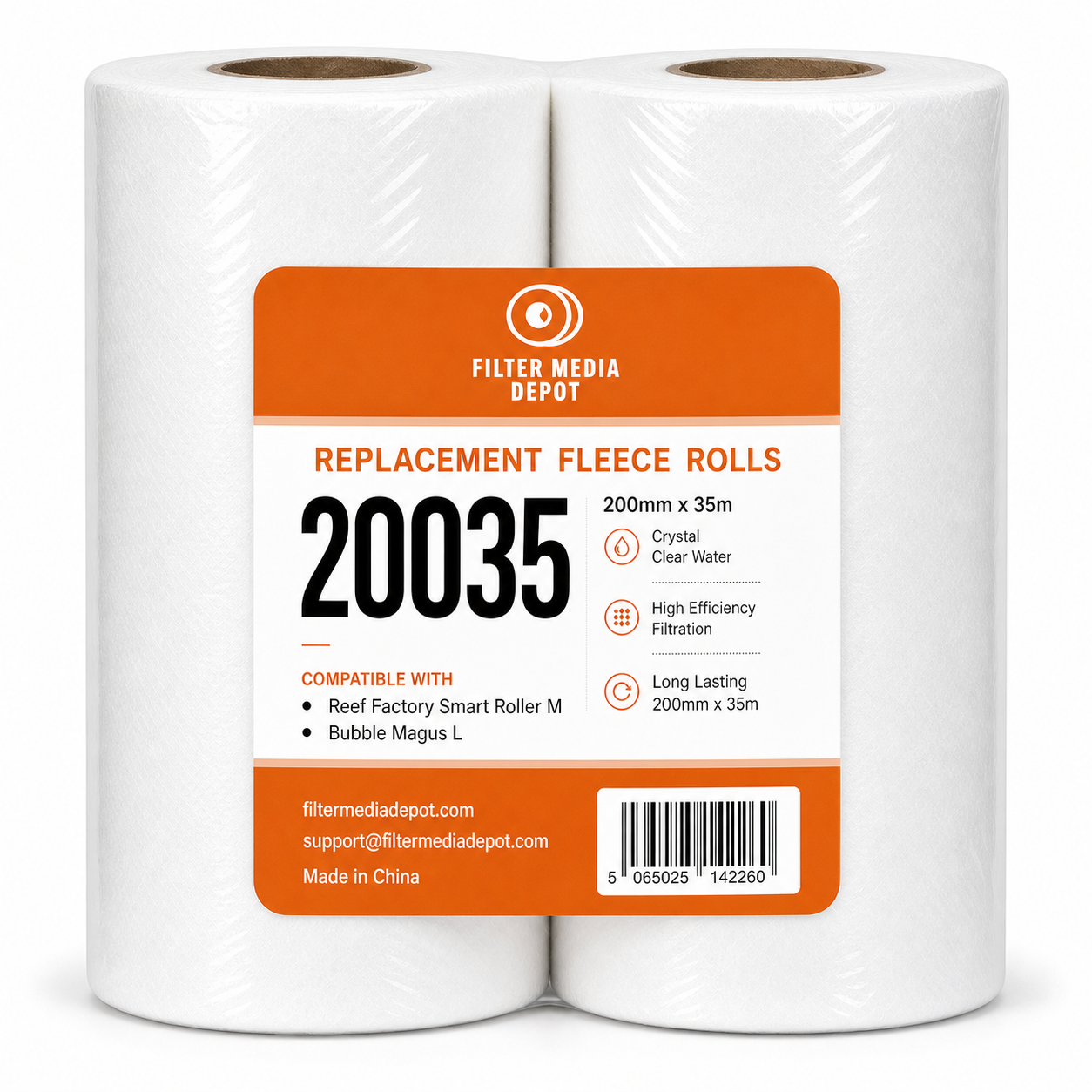 For Reef Factory Smart Roller M - Replacement Fleece Rolls, 7.9 in x 115 ft (200 mm x 35 m), 2-Pack compatible with Reef Factory Smart Roller M